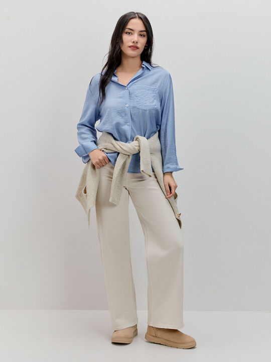 CAMISA MANGA LARGA Azul Chambray image number null