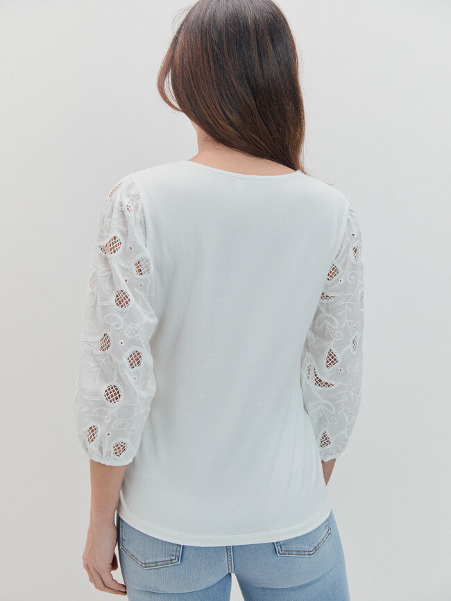 CAMISETA MANGA ABULLONADA Blanco Optico