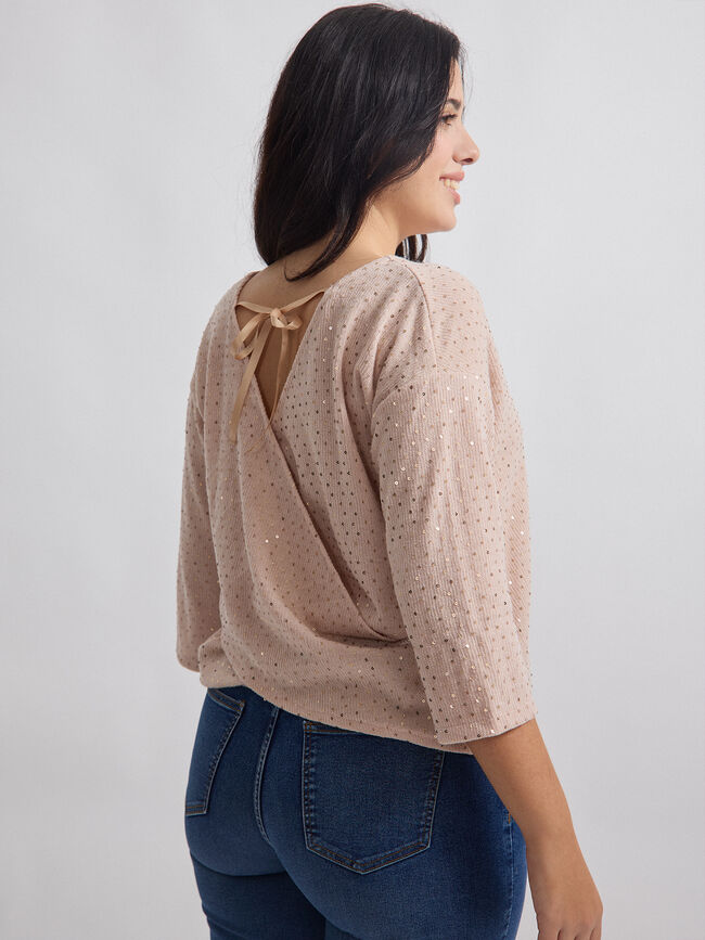 JERSEY CRUZADO LENTEJUELAS Rosa Claro
