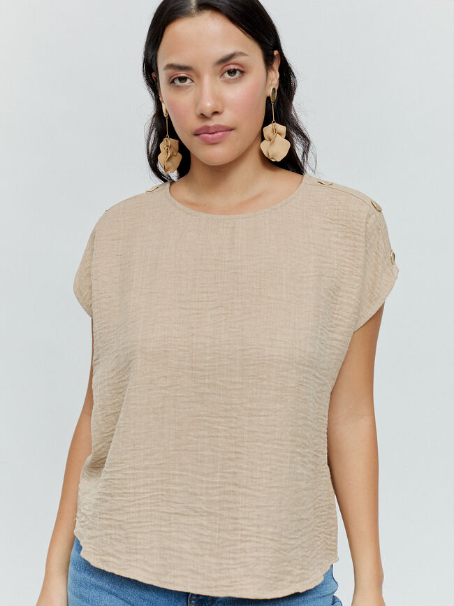blusa hombro caido Beige Tostado
