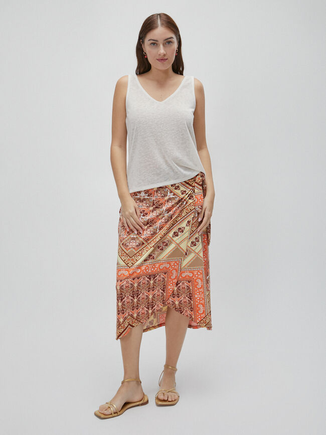 FALDA PAREO ESTAMPADA Barro