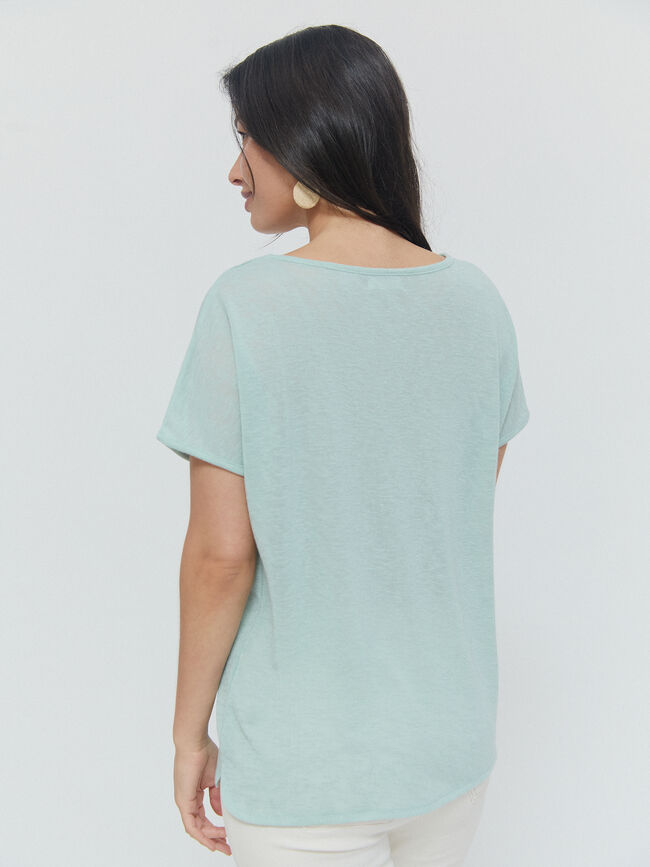 CAMISETA BAJO REDONDEADO Verde Laguna