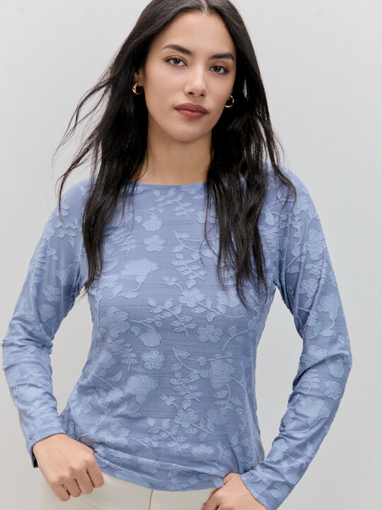CAMISETA DETALLE TEJIDO Dusty Blue image number null