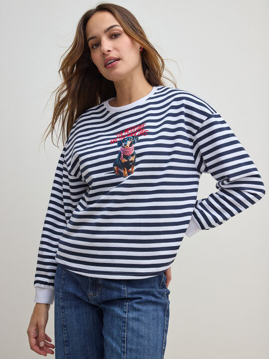 SUDADERA TECKEL RAYAS Azul Marino image number null