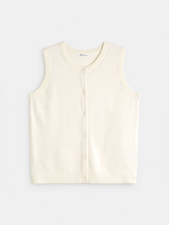 CHALECO B&Aacute;SICO BOTONES Beige image number null