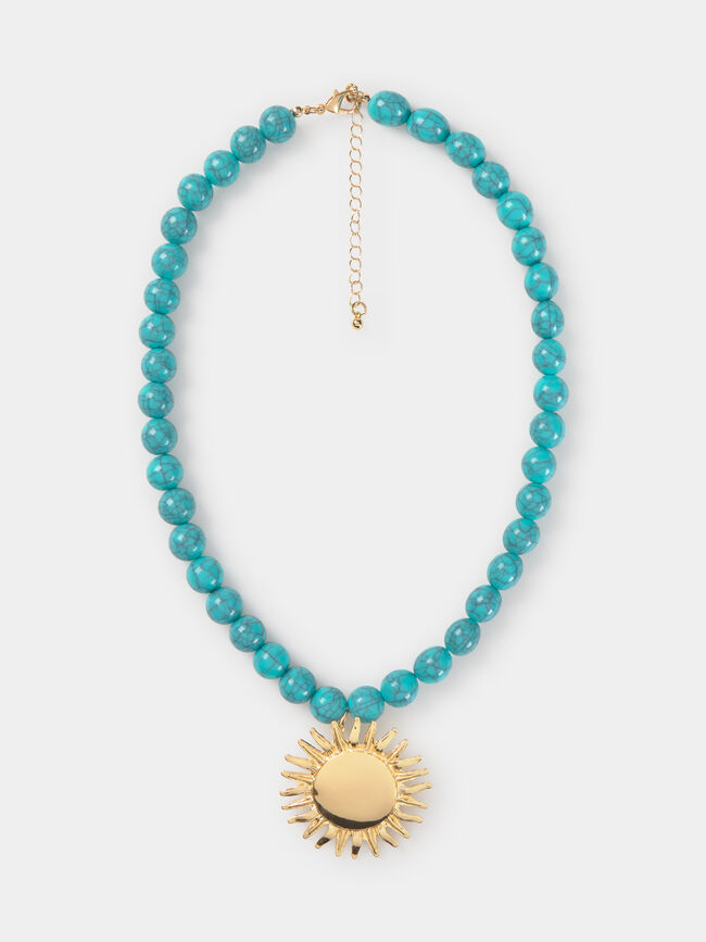 COLLAR BOLAS SOL Aguamarina