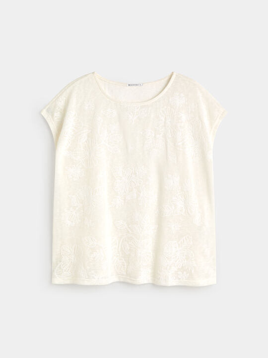 CAMISETA FLORES RELIEVE Crudo image number null