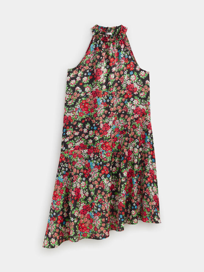 Vestido halter asimétrico Negro