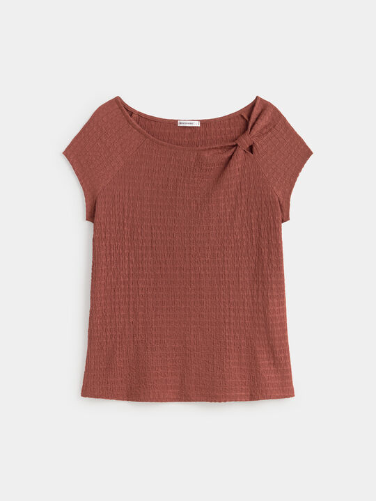 CAMISETA DETALLE ABERTURA Marron/Naranja image number null