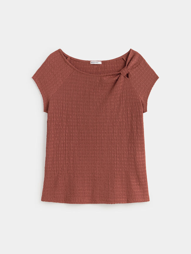 CAMISETA DETALLE ABERTURA Marron/Naranja