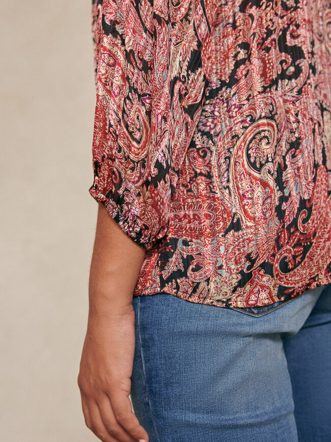 Blusa cuello nido abeja ROJO TANGO