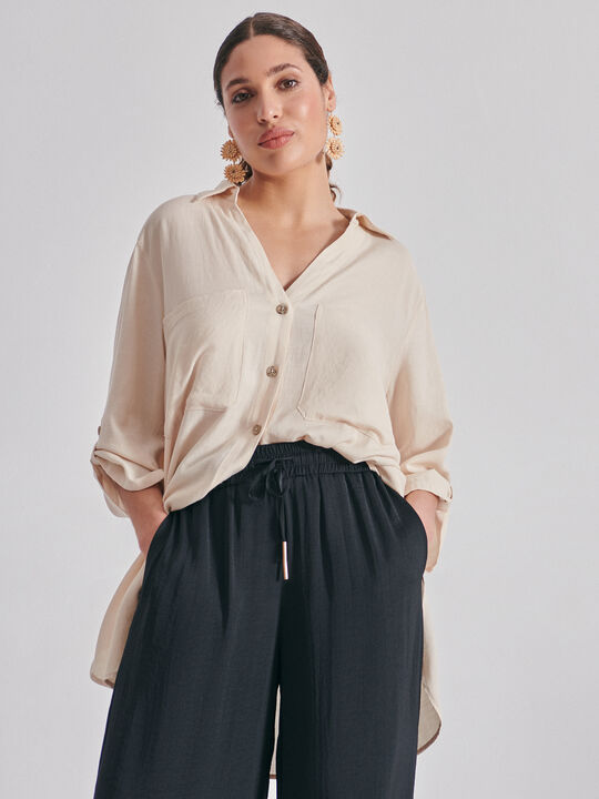 Pantalón culotte satinado Negro image number null
