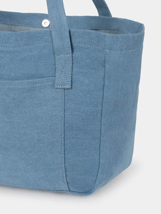 TOTE BAG DENIM Mid Blue Wash image number null