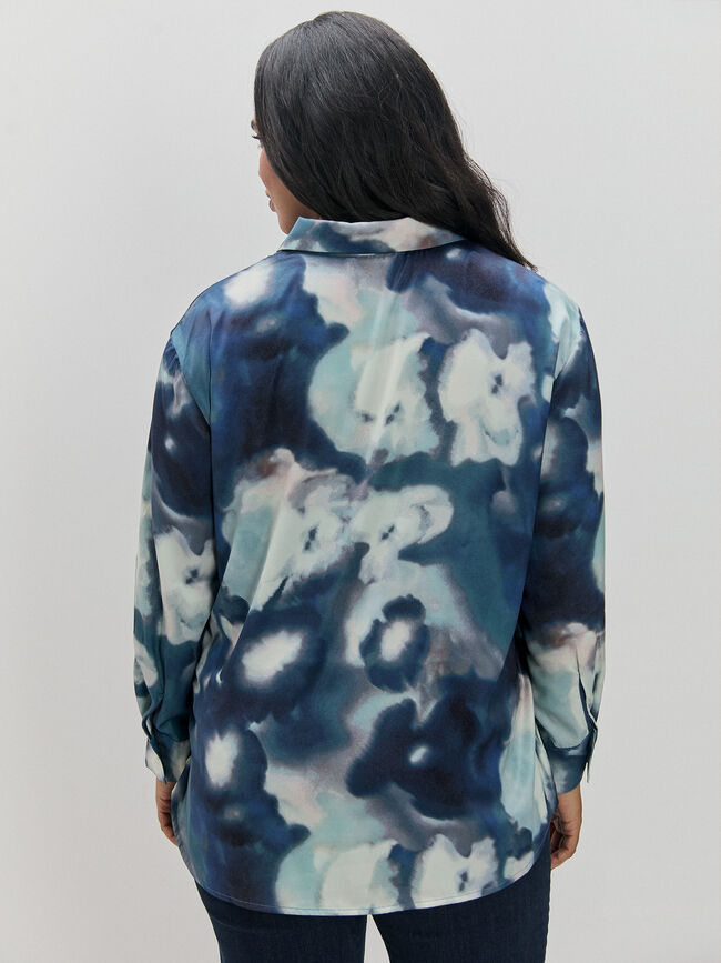 CAMISA SATINADA Azul Medio