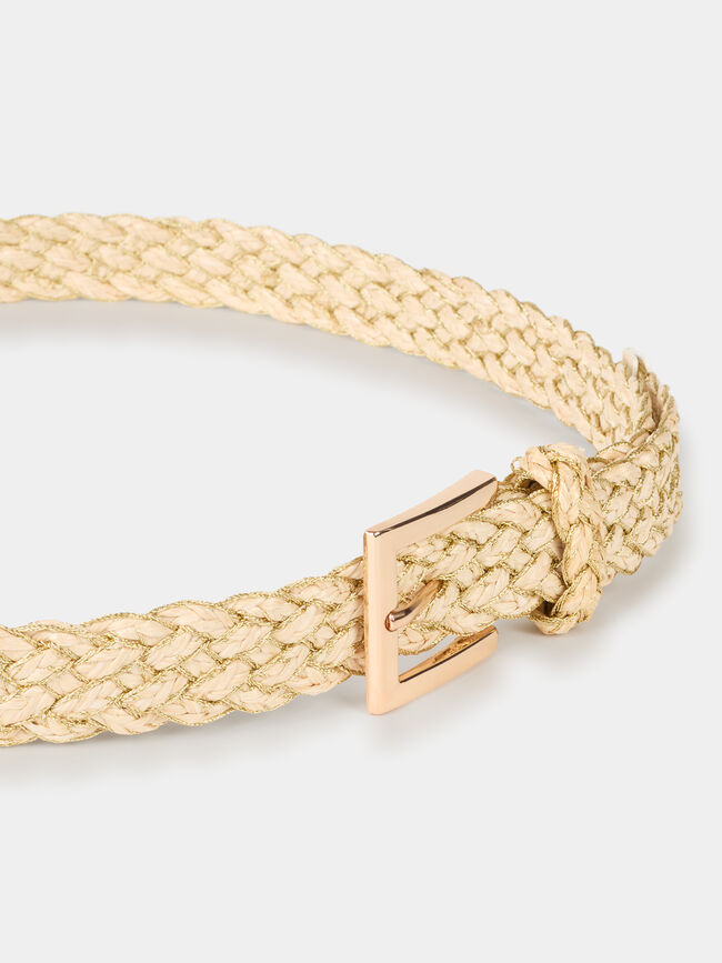 CINTURÓN TRENZADO RAFIA Beige