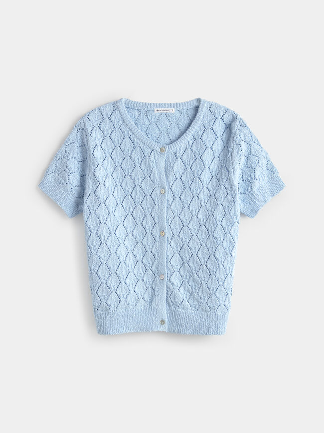 CARDIGAN MANGA CORTA Celeste