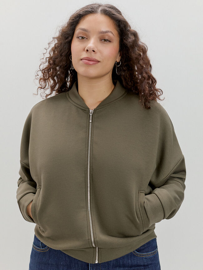 BOMBER DETALLE ESPALDA kaki oscuro