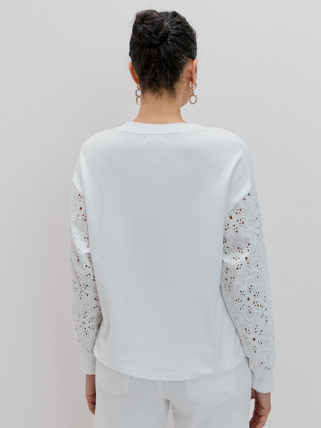 SUDADERA MANGA BORDADO Blanco Optico