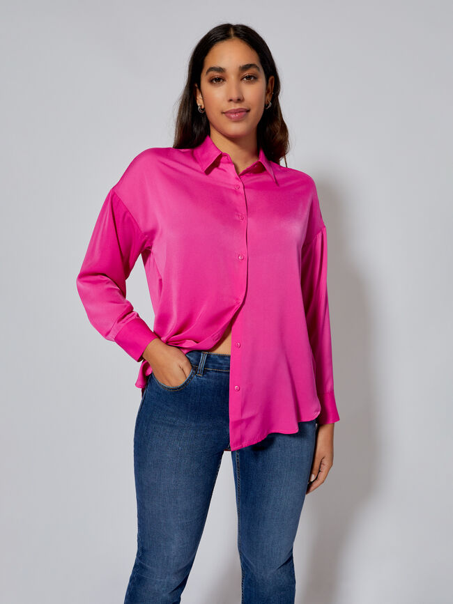 Blusa estampada satén Fucsia Claro