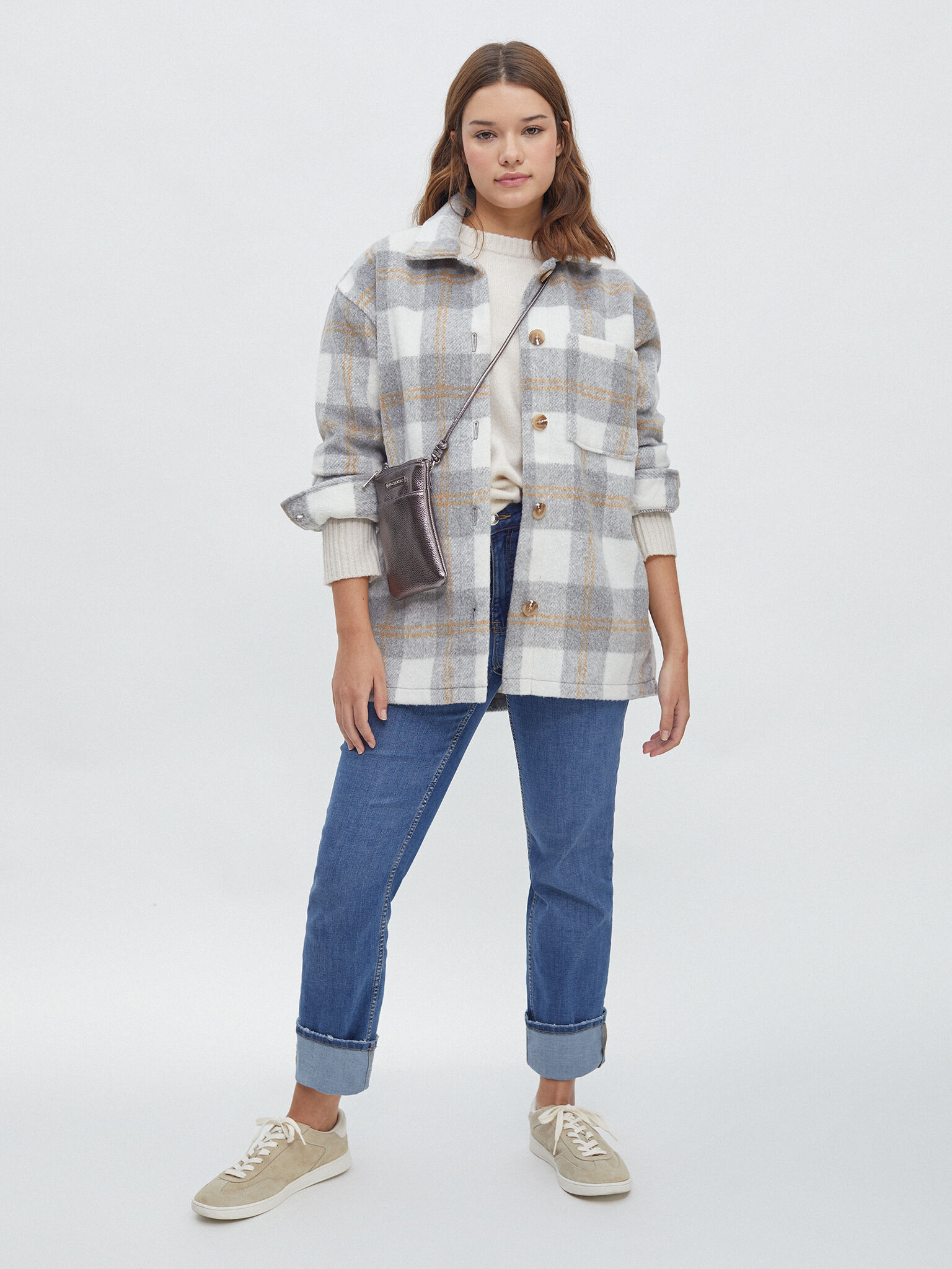 Sobrecamisa cuadros flecos ENCUENTROMODA ENCUENTRO