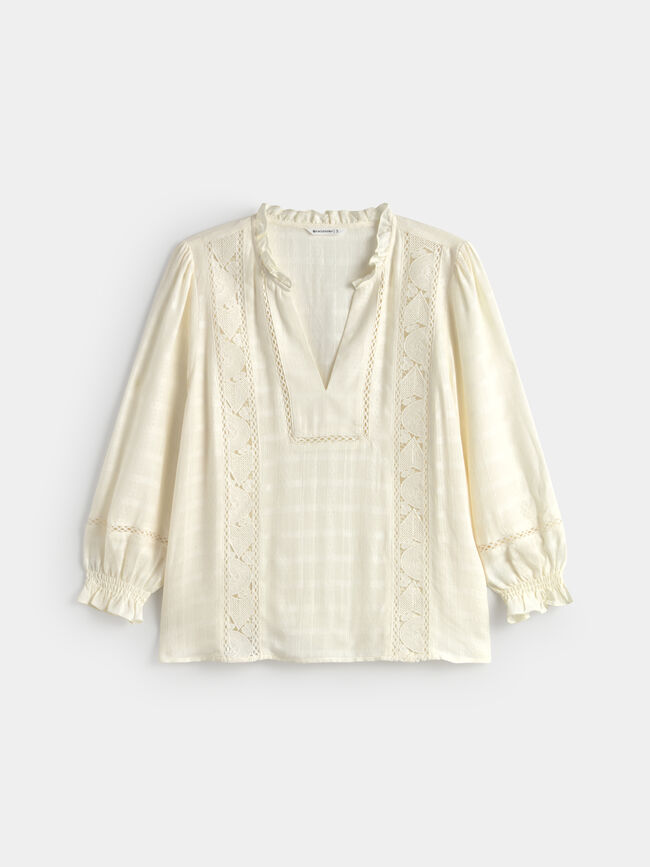 BLUSA DETALLE MANGAS Blanco Hueso