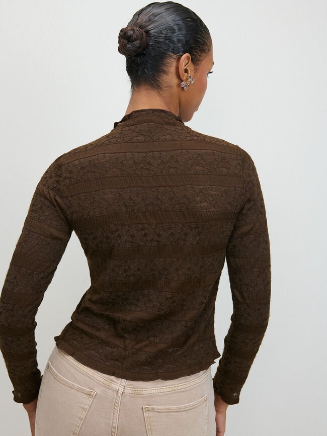 CAMISETA LACE MANGA LARGA Marron