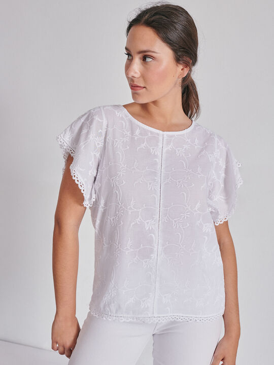 Camiseta combinada bordado Blanco Optico image number null