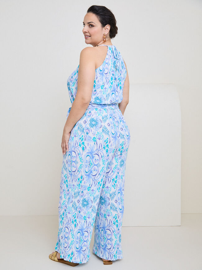 MONO PLEATED ESTAMPADO Azul Riviera