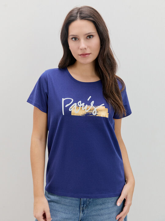 CAMISETA PARÍS BRILLANTE Azul Marino image number null