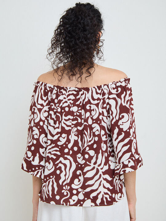 BLUSA ESTAMPADA Marron Medio image number null