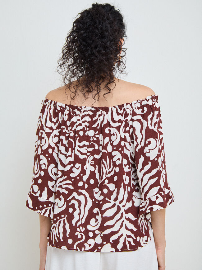 BLUSA ESTAMPADA Marron Medio