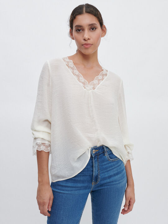 BLUSA PUNTILLA Blanco Hueso image number null