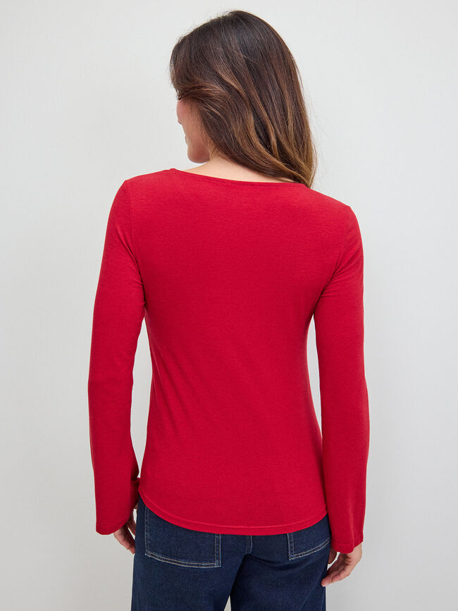 CAMISETA MANGA ACAMPANADA Rojo Cereza