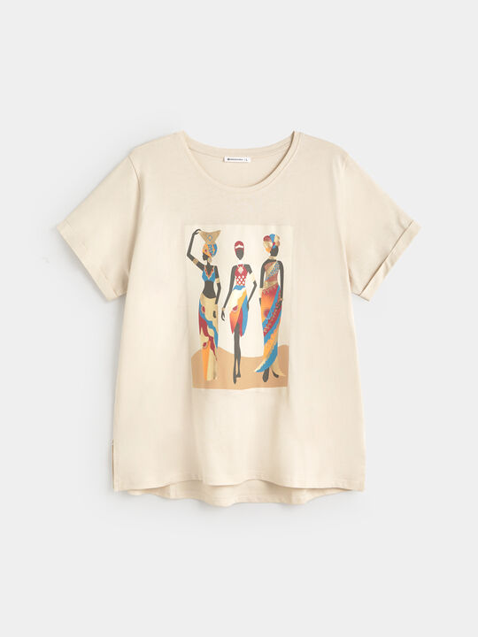 CAMISETA MUJERES AFRICANAS Beige image number null