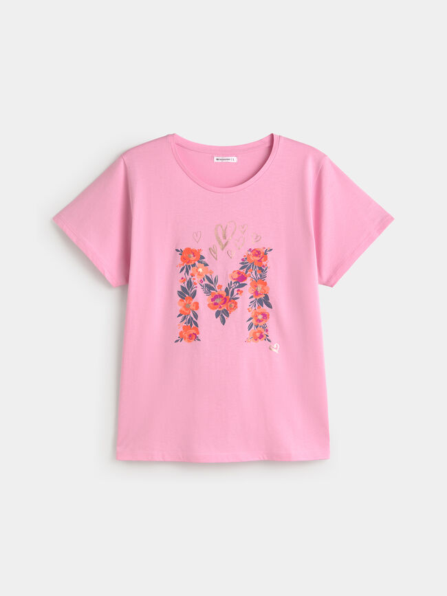 CAMISETA MADRE FLORES rosa sugar