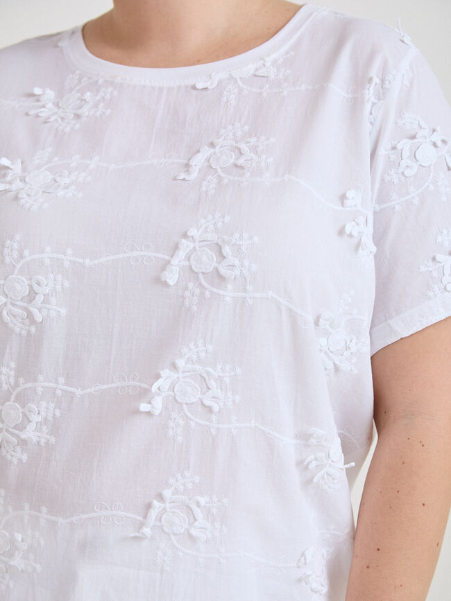 CAMISETA FLORES BORDADAS Blanco Optico