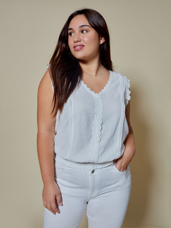 Blusa detalle bordado Blanco Optico
