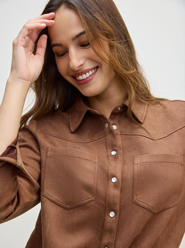 SOBRECAMISA ANTELINA DETALLES Marron