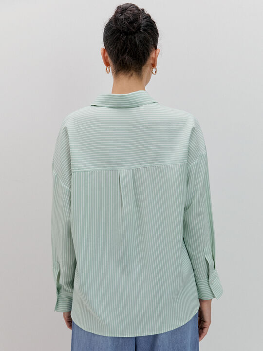 CAMISA RAYAS OVERSIZE Kaki image number null