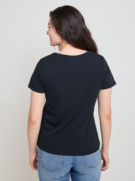CAMISETA FLOR PERLAS Negro image number null