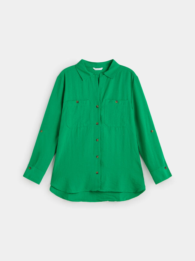 CAMISA BÁSICA BOLSILLOS VERDE OPALO