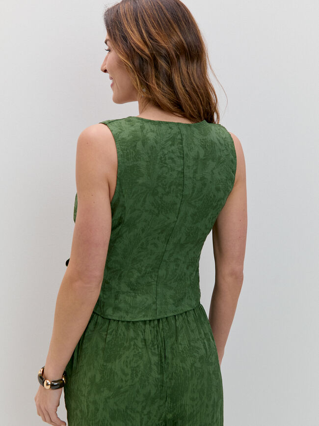 TOP CRUZADO JACQUARD Verde Amazona