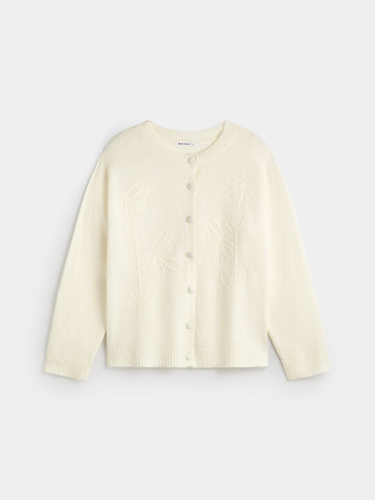 CARDIGAN BORDADO FLOR Crudo image number null