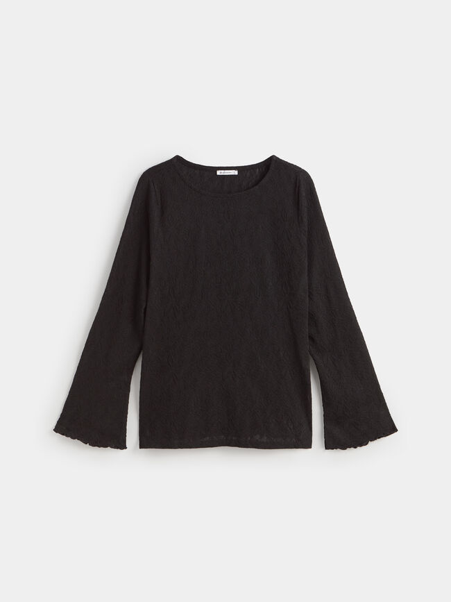 CAMISETA VOLANTED PECHO Negro