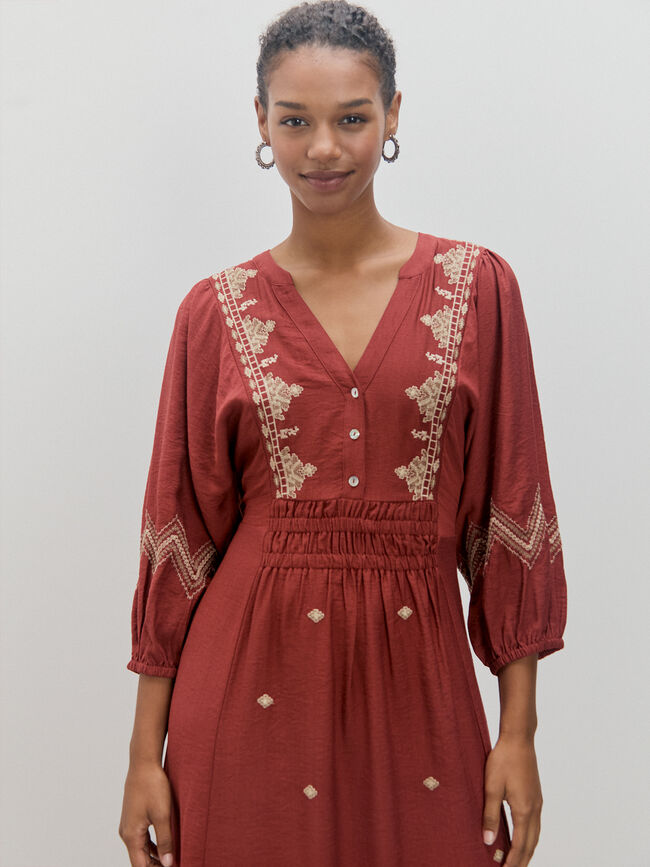 VESTIDO LARGO BORDADO Azafran