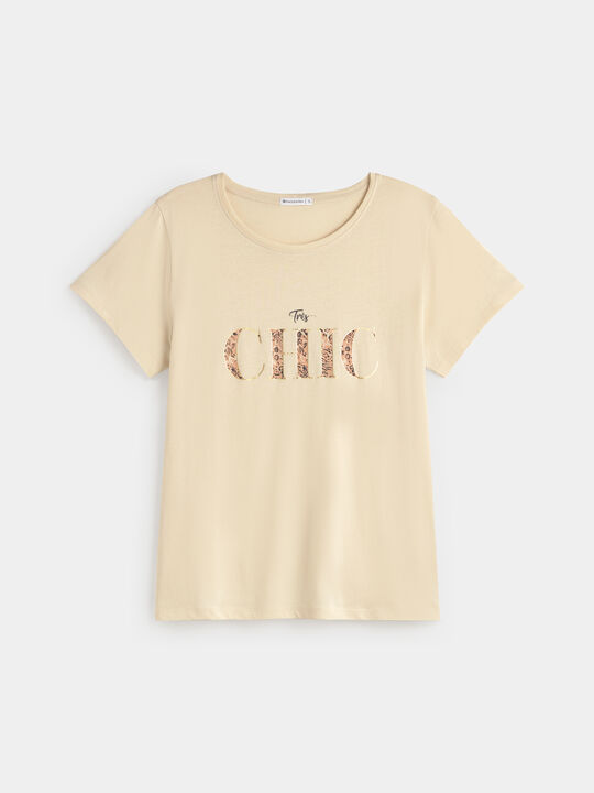 CAMISETA LETRAS ANIMAL Beige image number null