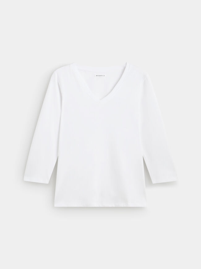 CAMISETA CUELLO PICO Blanco Optico