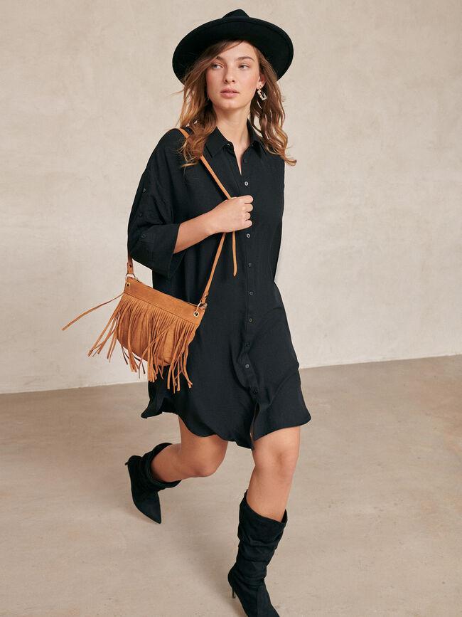Vestido detalle botones manga Negro