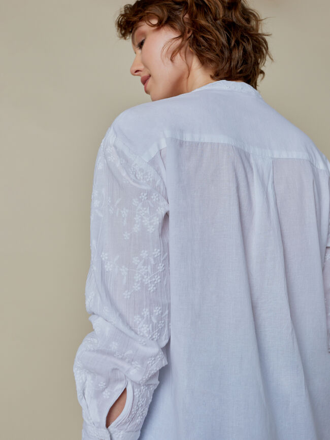 CAMISA 100% ALGODÓN BORDADA Blanco Optico