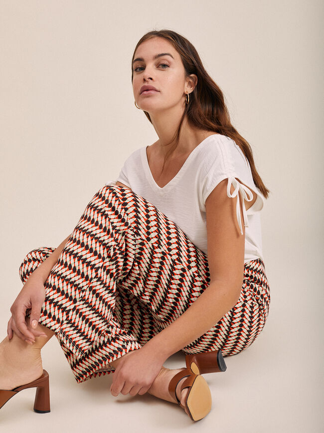 Pantalon flare estampado Crudo